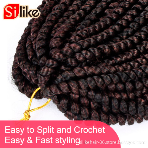 Spring Twist 8''12" 110g Luxury Fluffy  CrochetHair Extensions Black Brown Burgundy Ombre Crochet Braids Synthetic Braiding Hair